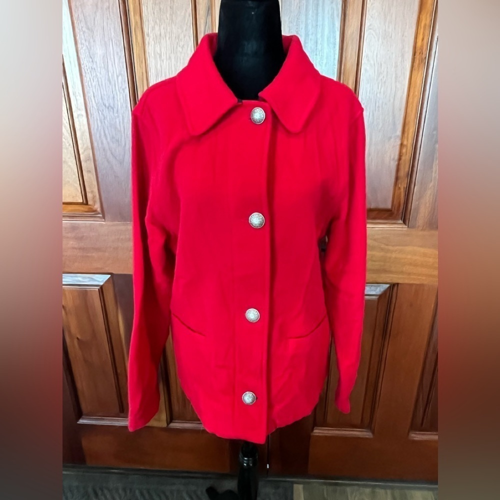 John Rich & Bros Woolrich Red 100% Wool Jacket Women Size M Vintage